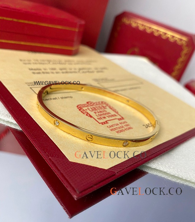 Clone Cartier All Gold Bracelet 4 Diamond & No screw